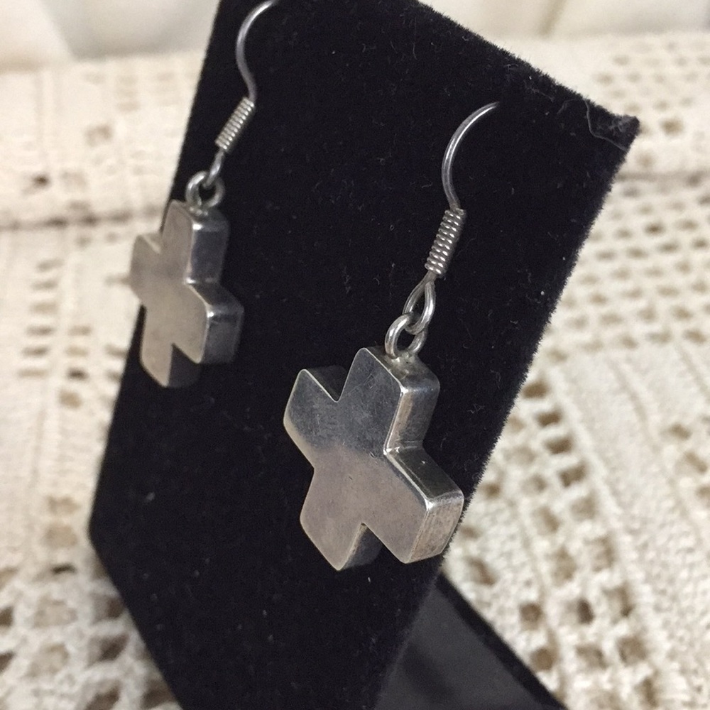 925 Silver Greek Cross Earrings